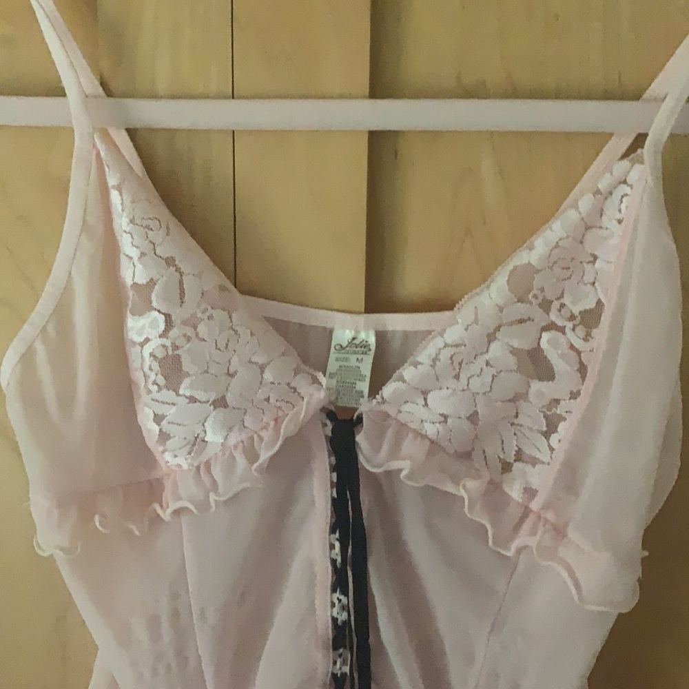 Jolie sexy lace lingerie pink corset top size M with matching panties - Picture 4 of 13